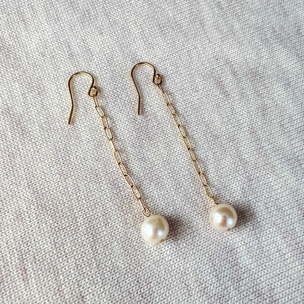 Freshwater Pearl Paperclip Chain Drop Earrings