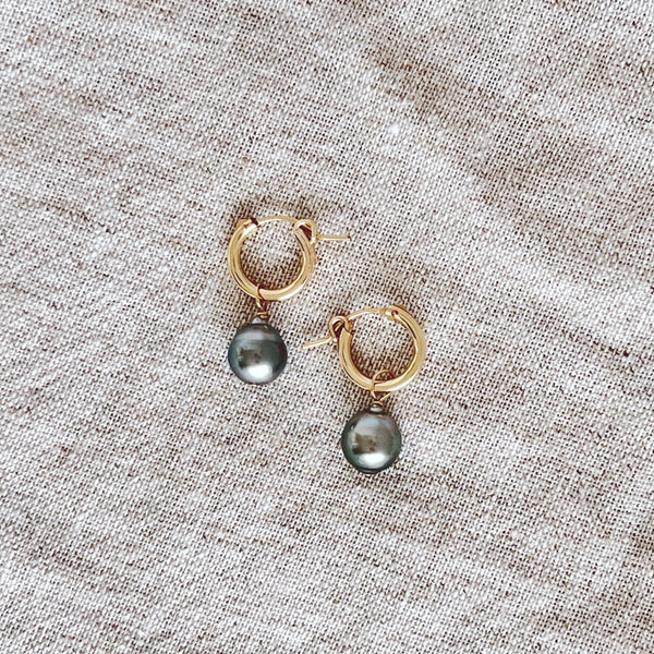 Tahitian Pearl Huggie Earrings