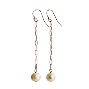 Freshwater Pearl Paperclip Chain Drop Earrings