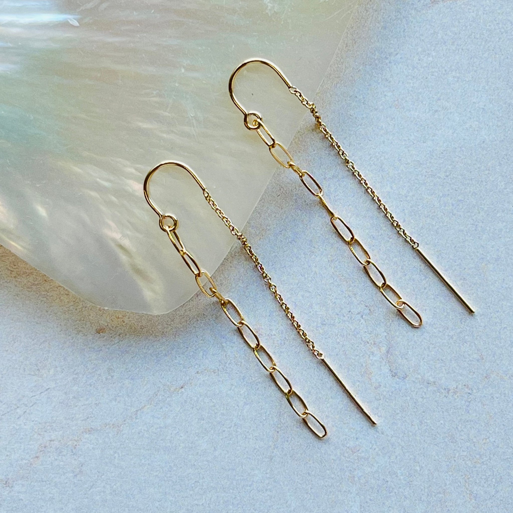 Paperclip Chain Threader Earrings