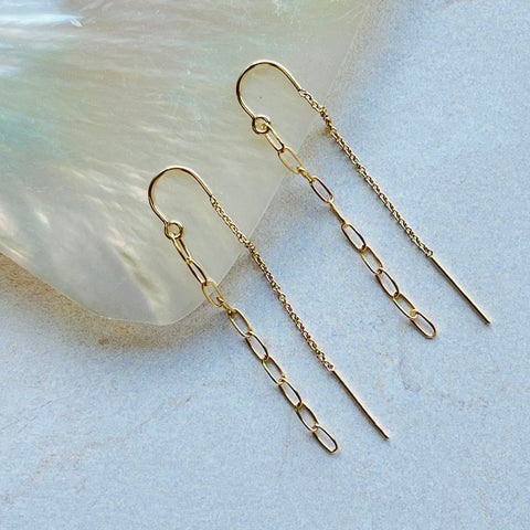 Paperclip Chain Threader Earrings