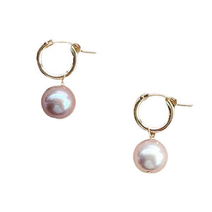 Pink Edison Pearl Huggie Earrings