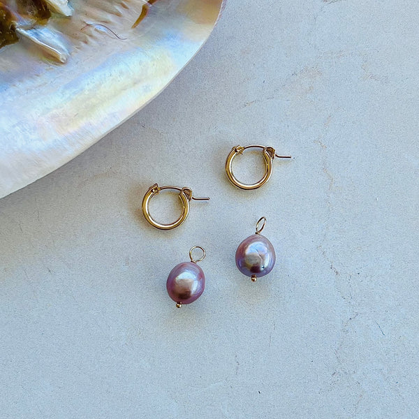 Pink Edison Pearl Huggie Earrings