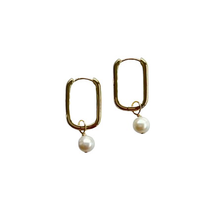 U shaped hoop with removable freshwater pearl charm