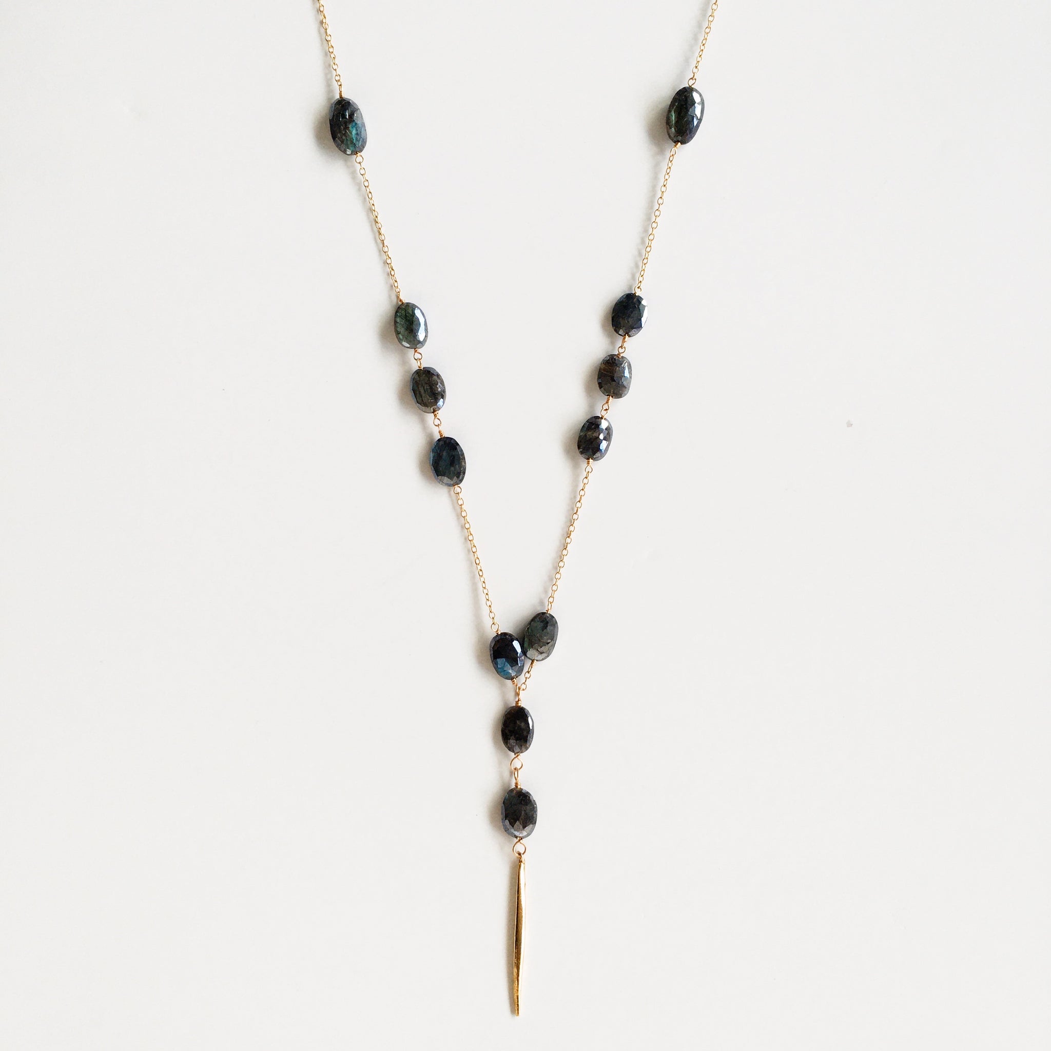 Mystic Labradorite Spike Charm Necklace