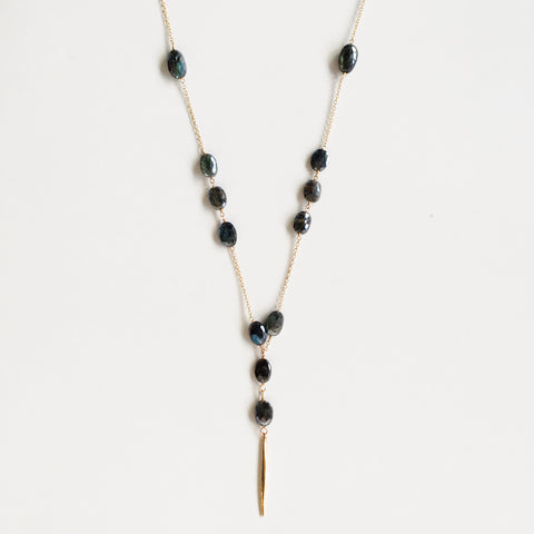 Mystic Labradorite Spike Charm Necklace